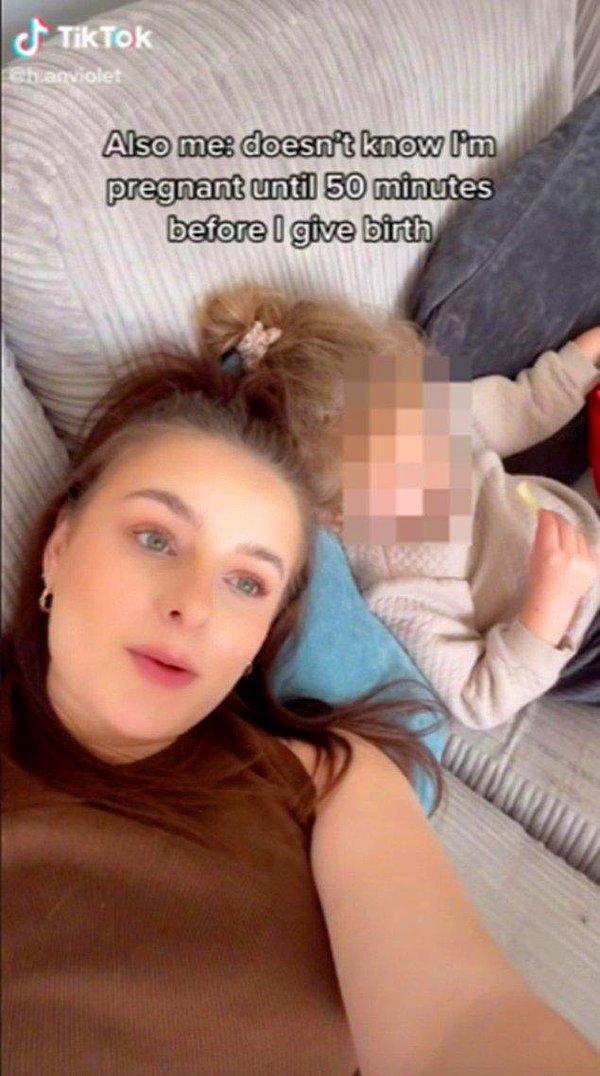 15. TikTok kullanıcısı 23 yaşındaki Hannah Violet, hamileliğini doğumdan 50 dakika önce öğrendiğini anlattığı videosu ile viral oldu.