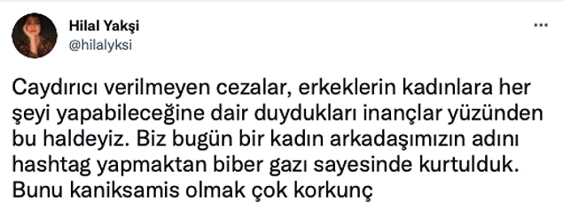 Şans eseri o kişi biz olmasak da yüzlerce kadının hayatını kaybettiği ya da tacize uğradığı gerçeğini hiçbir şey değiştirmiyor.