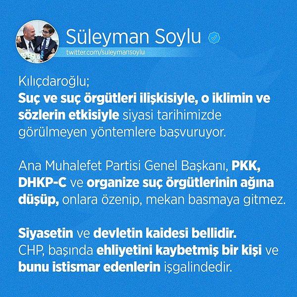 Kılıçdaroğlu'nun TÜİK'e gitmesini 'mekan basmak' olarak niteleyen Süleyman Soylu'nun açıklamaları şöyle: