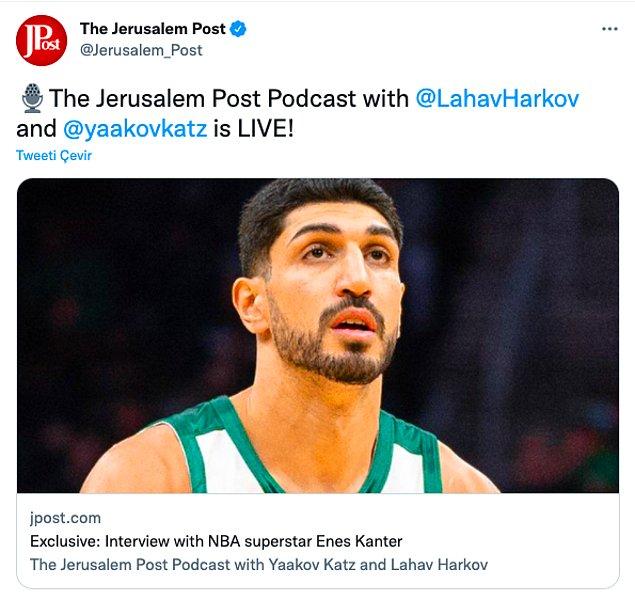Geçtiğimiz günlerde ünlü basketbolcu, The Jerusalem Post’tan Yaakov Katz ile bir araya gelerek röportaj verdi.