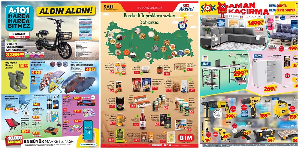 İndirim Günleri Başlıyor: 6 - 12 Aralık Haftasında A101, BİM ve ŞOK Aktüel Ürünler Listesinde Neler Var?