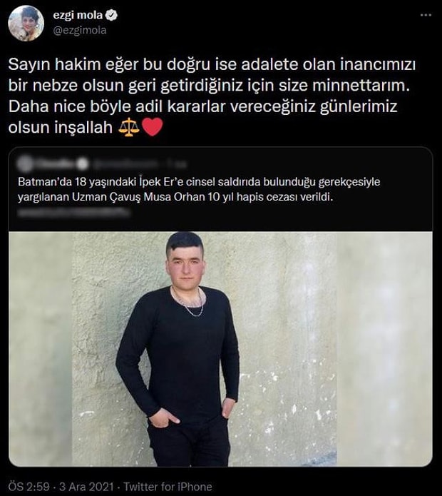 ezgi mola musa orhan karari ile ilgili davanin hakimine seslendi sayin hakim eger bu dogru ise