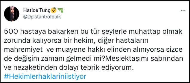 Selin Ş'nin provokasyonuna rağmen soğukkanlı kalabilen doktoru tebrik edenler de oldu. 👇