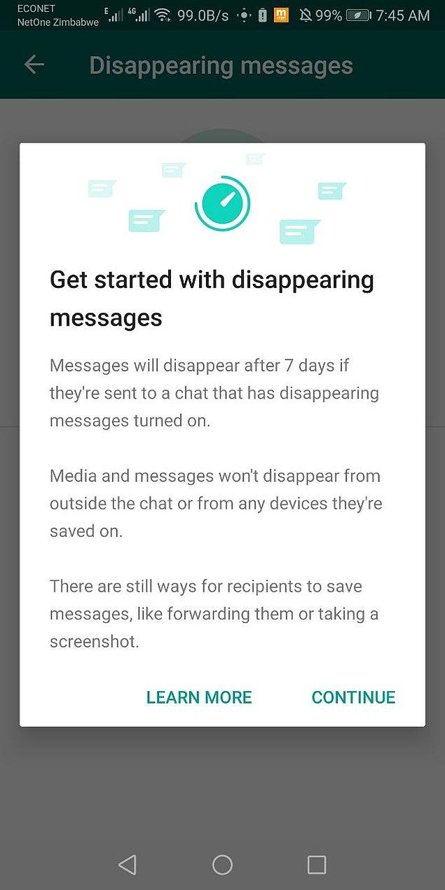Kullanıcılarından bir süre seçmelerini isteyen WhatsApp, bu süre geçildiği takdirde mesajları bir bir silecek.
