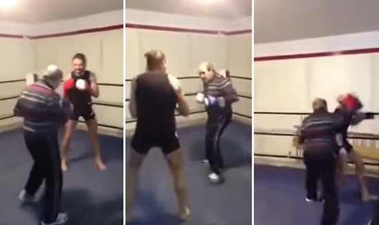 Amatör Genç Boksörü Yumruklarıyla Perişan Eden Yaşlı Eski Boksör