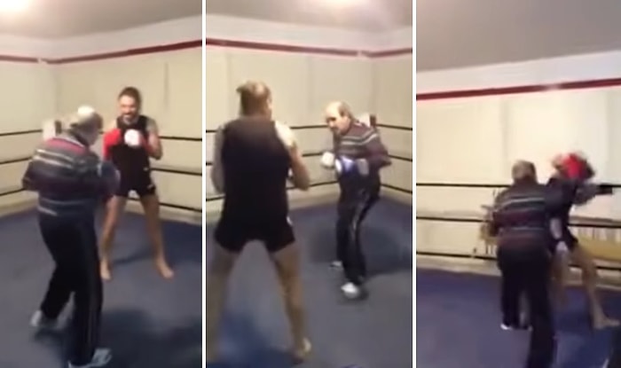 Amatör Genç Boksörü Yumruklarıyla Perişan Eden Yaşlı Eski Boksör