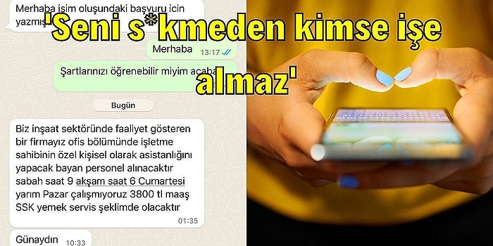 İş Başvurusu Yapan Bir Kadına Şirket Elemanının WhatsApp'tan Yazdığı İğrenç Mesajlar