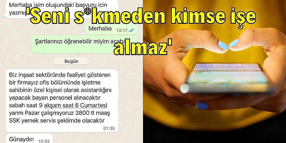 İş Başvurusu Yapan Bir Kadına Şirket Elemanının WhatsApp'tan Yazdığı İğrenç Mesajlar