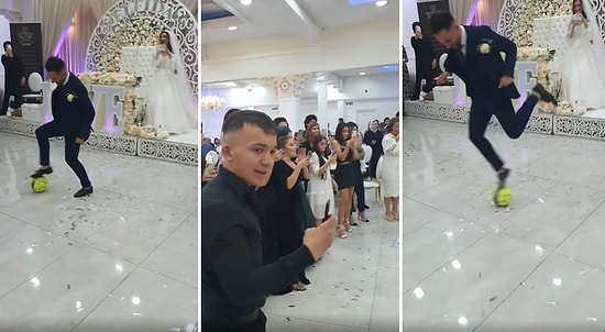 Bu Nasıl Bir Şey ya? Damat Düğünde Futbol Topuyla Oynadı, Gelin de O Anları Kaydetti