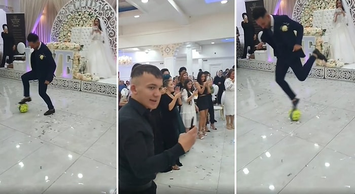 Bu Nasıl Bir Şey ya? Damat Düğünde Futbol Topuyla Oynadı, Gelin de O Anları Kaydetti