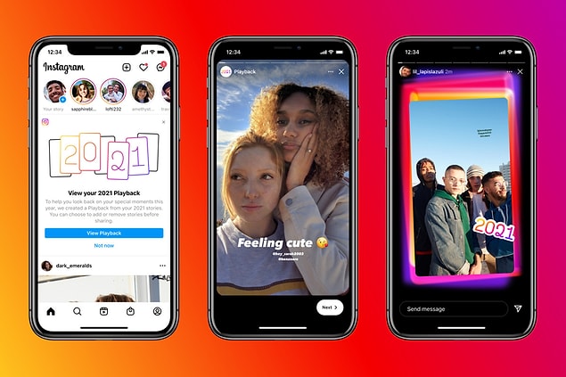 Popüler sosyal medya platformu Instagram, 2021 yılının özeti niteliğinde bir yenilik olan Playback'i kullanıma sundu.