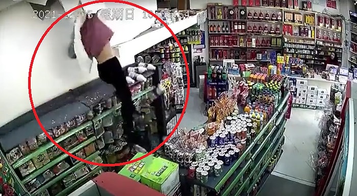 Evinde Zıplayan Kadın Alt Katındaki Marketin Tavanından İçeri Düştü