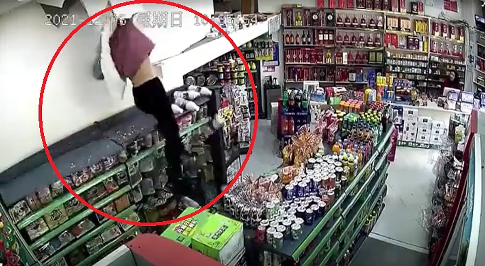 Evinde Zıplayan Kadın Alt Katındaki Marketin Tavanından İçeri Düştü
