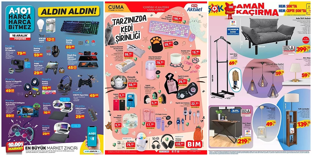 İndirim Günleri Başlıyor: 13 - 19 Aralık Haftasında A101, BİM ve ŞOK Aktüel Ürünler Listesinde Neler Var?