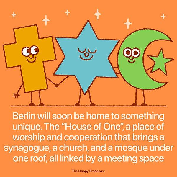 28. "Berlin'de tasarlanan özel bir binada tüm inançlara ait olan ibadet yerlerini, sinagog, kilise ve camiyi içinde barındıracak."