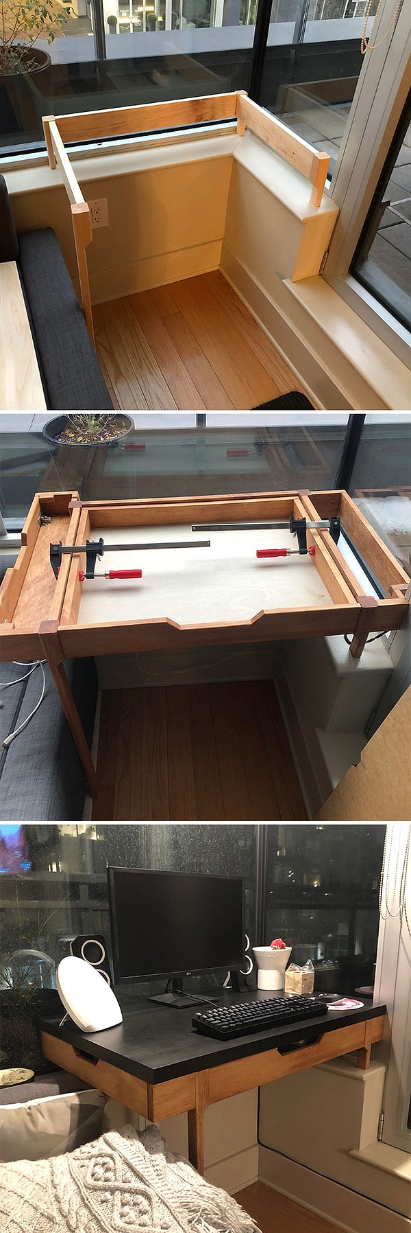 5. Сделал для моей подруги письменный стол для ее крошечной квартирки, чтобы она перестала работать за кухонной стойкой