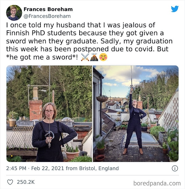 6. Эта леди, чей выпускной в честь получения степени доктора философии был отложен, получила выпускной подарок от своего мужа