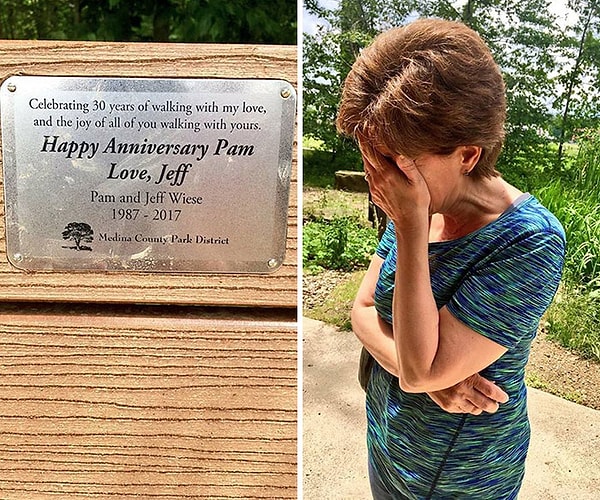 7. Мой папа удивил мою маму на их 30-летие и посвятил ей скамейку в парке, где они всегда гуляют вместе