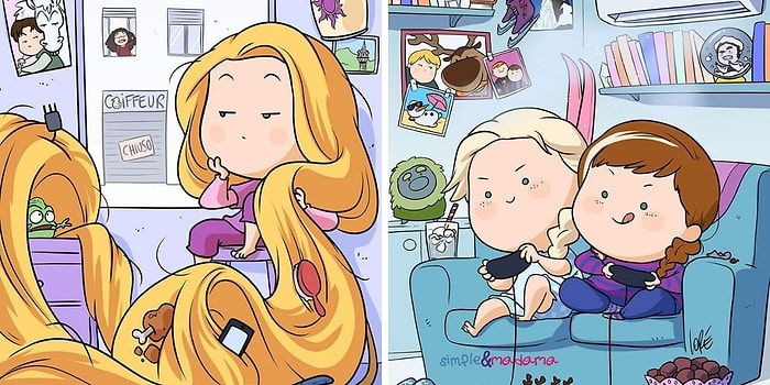 Художники из Италии показали, как принцессы Disney проводилили время на карантине