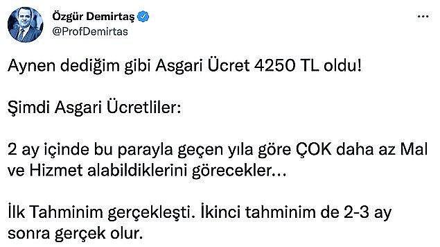 Asgari ücretin açıklanmasının ardından da Demirtaş, bizi neyin beklediğini Twitter hesabından paylaşmıştı.