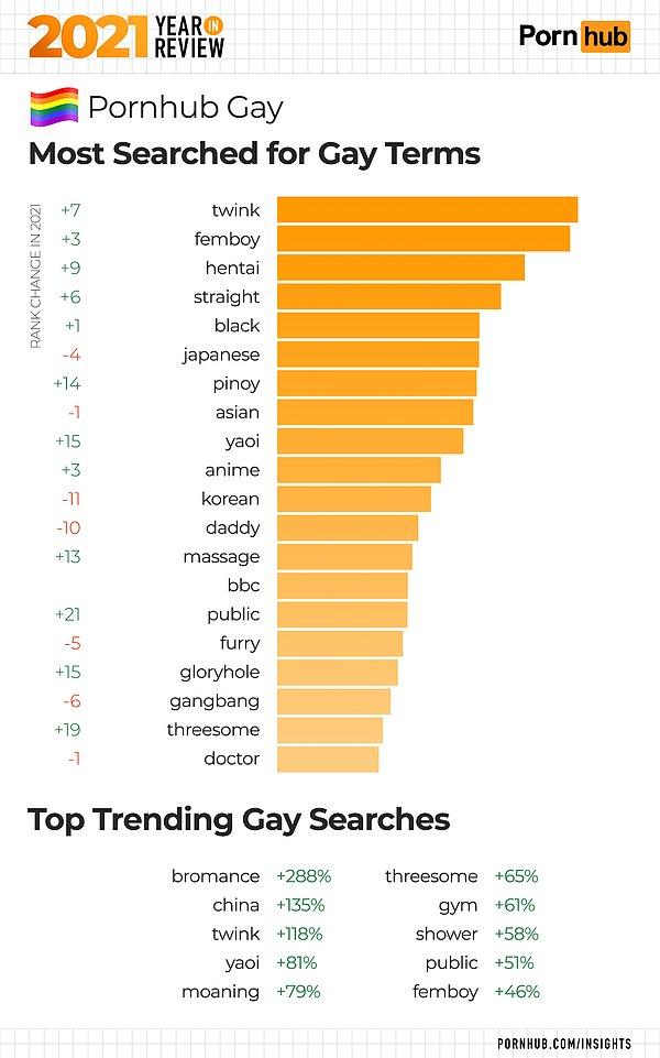 Pornhub bu sene homoseksüel bireyler için de istatistiklerini çıkartmış. En çok aratılan terim 'twink' olmuş.
