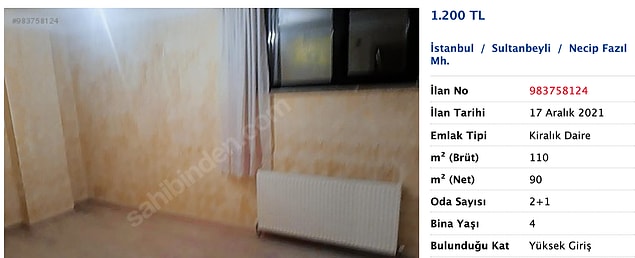 Yine şehre oldukça uzak bir bölgeden kiralık daire.