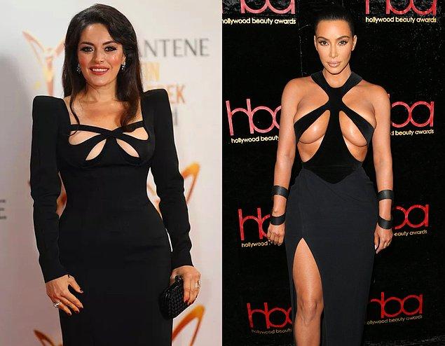 9. Ezgi Mola'nın Altın Kelebek gecesinde giydiği Hakaan Yıldırım imzalı kıyafeti, Kim Kardashian'ın giydiği Mugler elbiseden esinlenilmiş gibiydi.
