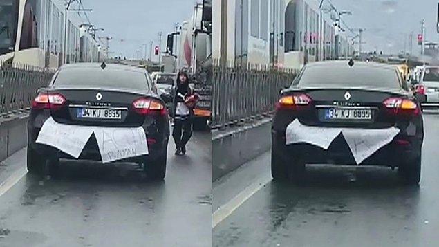 4. İstanbul Sultangazi'de otomobilinin arkasına 'Çok acemiyim' yazısı asan sürücü kaza yaptı. Kaza anı güvenlik kamerasına yansıdı.