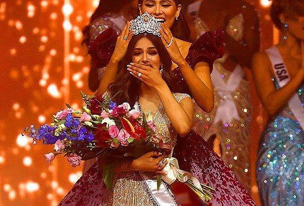 2. Türkiye'nin de katıldığı Miss Universe 2021 (Kainat Güzeli) yarışmasında güzellik tacını Hindistan'dan Harnaaz Sandhu aldı.