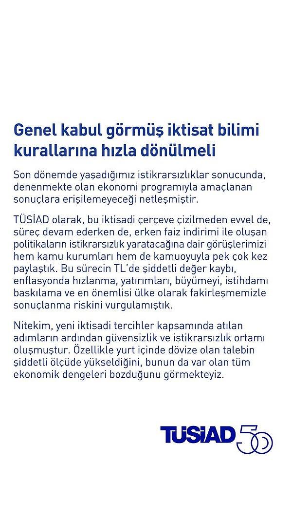 Son günlerde Türk Lirasının pula dönüşmesinden sadece halk rahatsız değil. TÜSİAD geçtiğimiz günlerde şöyle bir duyuru paylaştı 👇