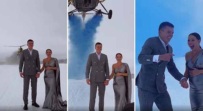 Doğacak Bebeğin Cinsiyetini Öğrenmek İçin Helikopterden Renkli Su Döktüren Çift