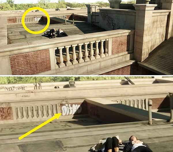 11. Peter, MJ ve Ned sınıflar arasında çatıda asılı dururken, arkalarındaki duvarda "DITKO" yazan bir grafiti görebilirsiniz.