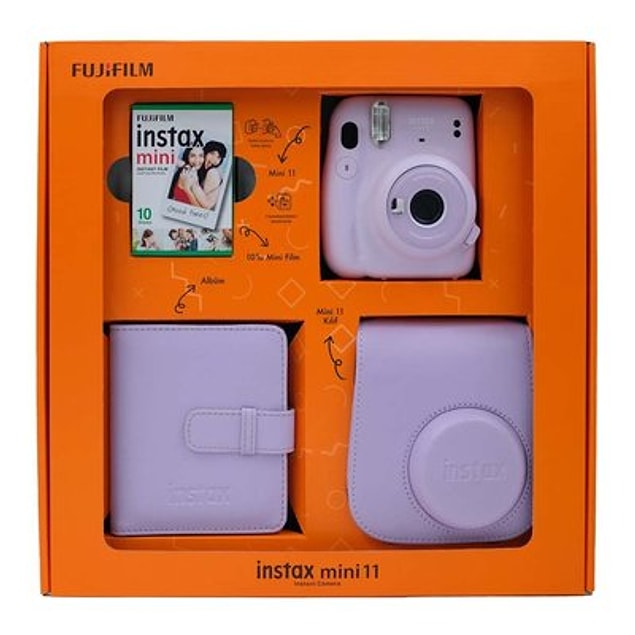 6. Her an fotoğraf çekmeye bayılan Instagram fenomeni arkadaşınız için; Fuji Instax Mini 11 Lilac Purple Bundle Box;
