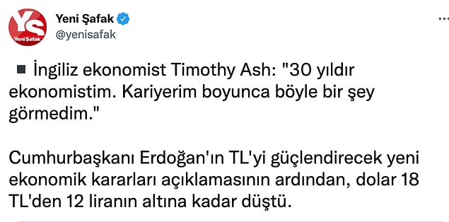Türk Lirasına tarihinde bir yıl içinde en çok değer kaybettiren Merkez Bankası başkanının da bir dönem köşe yazdığı Yeni Şafak da bu oltaya düşmüş oldu.