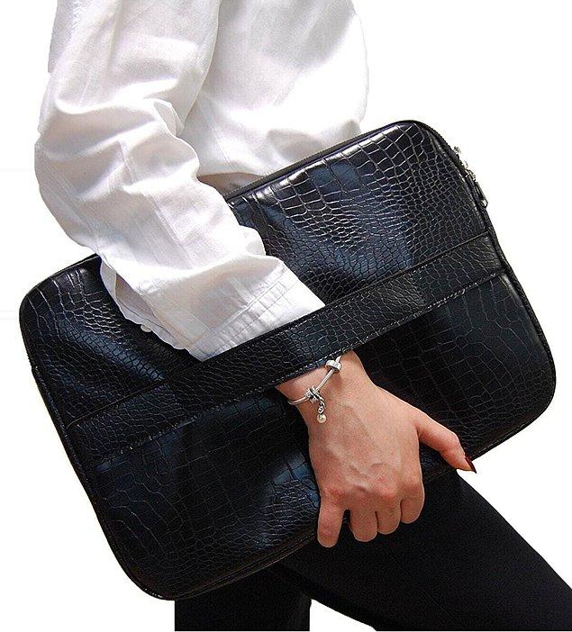 1. D'VERS Kroko darbeye karşı korumalı laptop çantası
