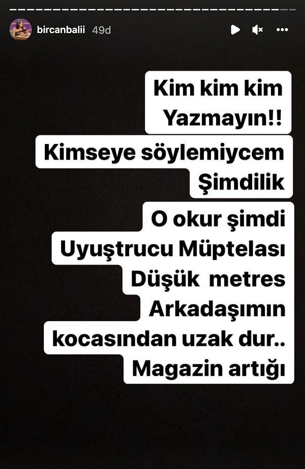 Herkesin tanıdığı ünlü bir kadının, yakın arkadaşının kocasıyla birlikte olduğunu söyleyen Bircan Bali, "uyuşturucu müptelası" dedi.