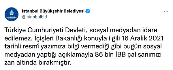 İstanbul Büyükşehir Belediyesi'nin resmi hesabından yapılan açıklama şöyle 👇