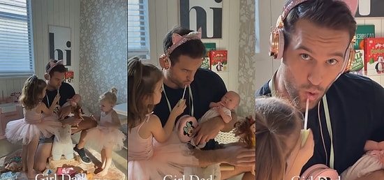 Kız Babası Olmak Bambaşka: Kızlarının Kendisini Prensese Çevirmesine İzin Veren Baba Büyük Beğeni Topladı