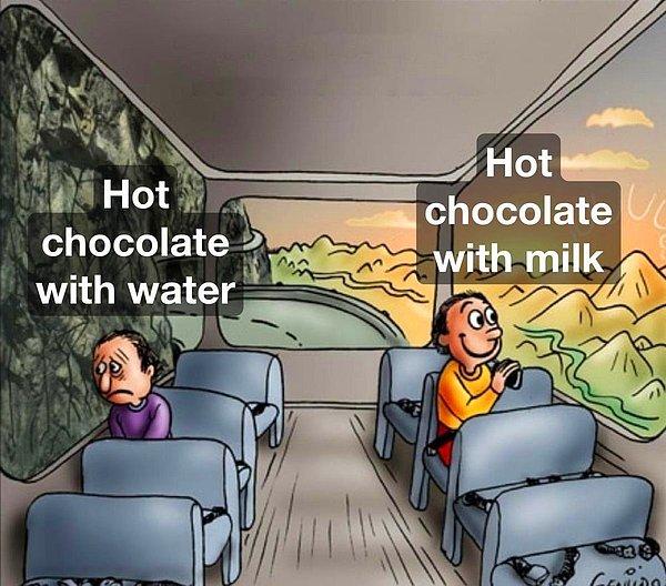 5. "Suyla yapılan sıcak çikolata vs sütle yapılan sıcak çikolata"