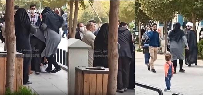 İran'da Mollaların Saldırdığı Kadını Koruyan Kadın, Kaçan Mollanın Sarığını Ayaklarının Altına Alıp Çiğnedi