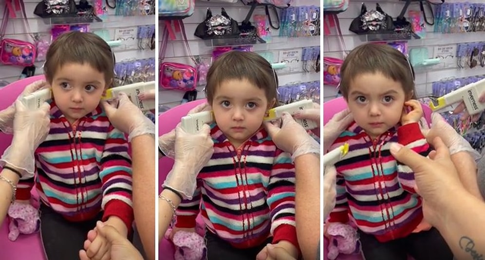 Aynı Anda 2 Kulağı Birden Delinen Ufaklığın O Anlarını İzlerken Sizin Canınız Acıyacak