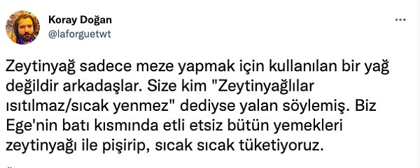 Tüm yemekleri zeytinyağıyla pişiren başka koca yürekliler var mı?