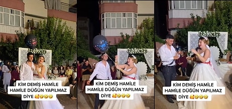 Düğün ve Cinsiyet Öğrenme Partisi Bir Arada: Düğününde Balon Patlatan Gelin, Bebeğinin Cinsiyetini Öğrendi