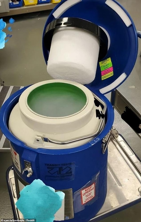 15. Это транспортировщик сухого азота, который безопасно транспортирует криоконсервированные стволовые клетки и вакцины.