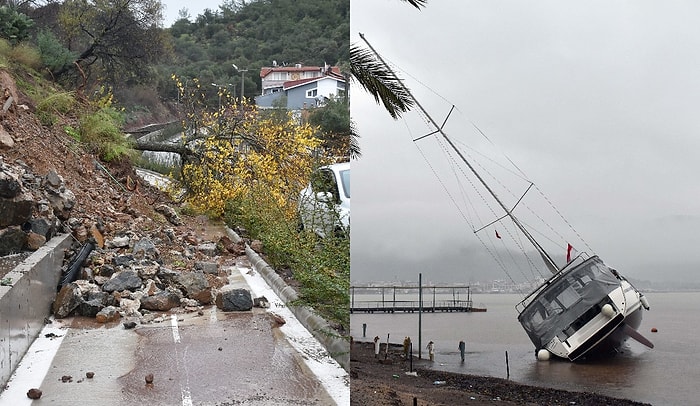 Marmaris'te Sağanak Yağış Hayatı Felç Etti: Yollar Kapandı, İş Yerlerini Su Bastı