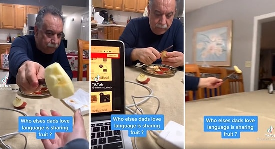 Yunan Dayının Oldukça Tanıdık Gelen Bıçakla Elma Uzatma Şekli Viral Oldu: Bunu da Çalmışlar