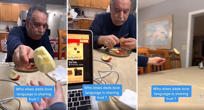 Yunan Dayının Oldukça Tanıdık Gelen Bıçakla Elma Uzatma Şekli Viral Oldu: Bunu da Çalmışlar