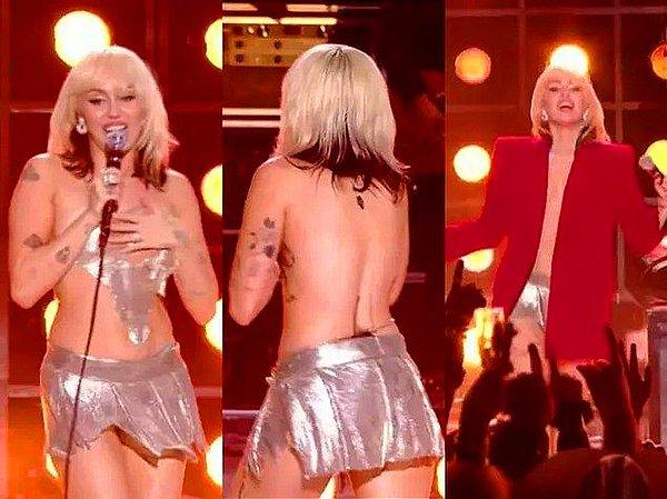 1. Miley Cyrus, yeni yıl için sahne alırken milyonlarca insanın gözü önünde bluzunun bağı çözüldü ve üstü açıldı! Cyrus, hemen arkaya koşarak bir ceket giydi ve performansına devam etti.