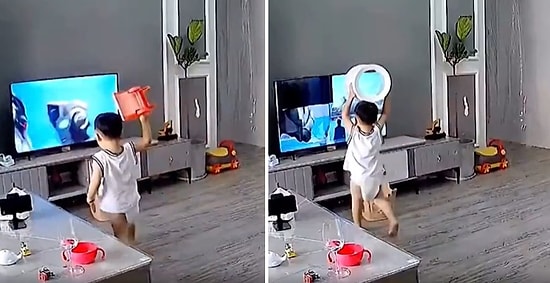 Filmdeki Sevdiği Karakter Zor Duruma Düşünce Televizyona Bir Şeyler Fırlatarak Yardım Etmeye Çalışan Çocuk