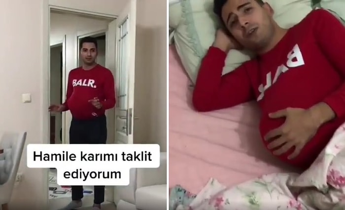 Hamile Eşini Taklit Eden Adamın İzlerken Acayip Keyif Alacağınız Taklitleri